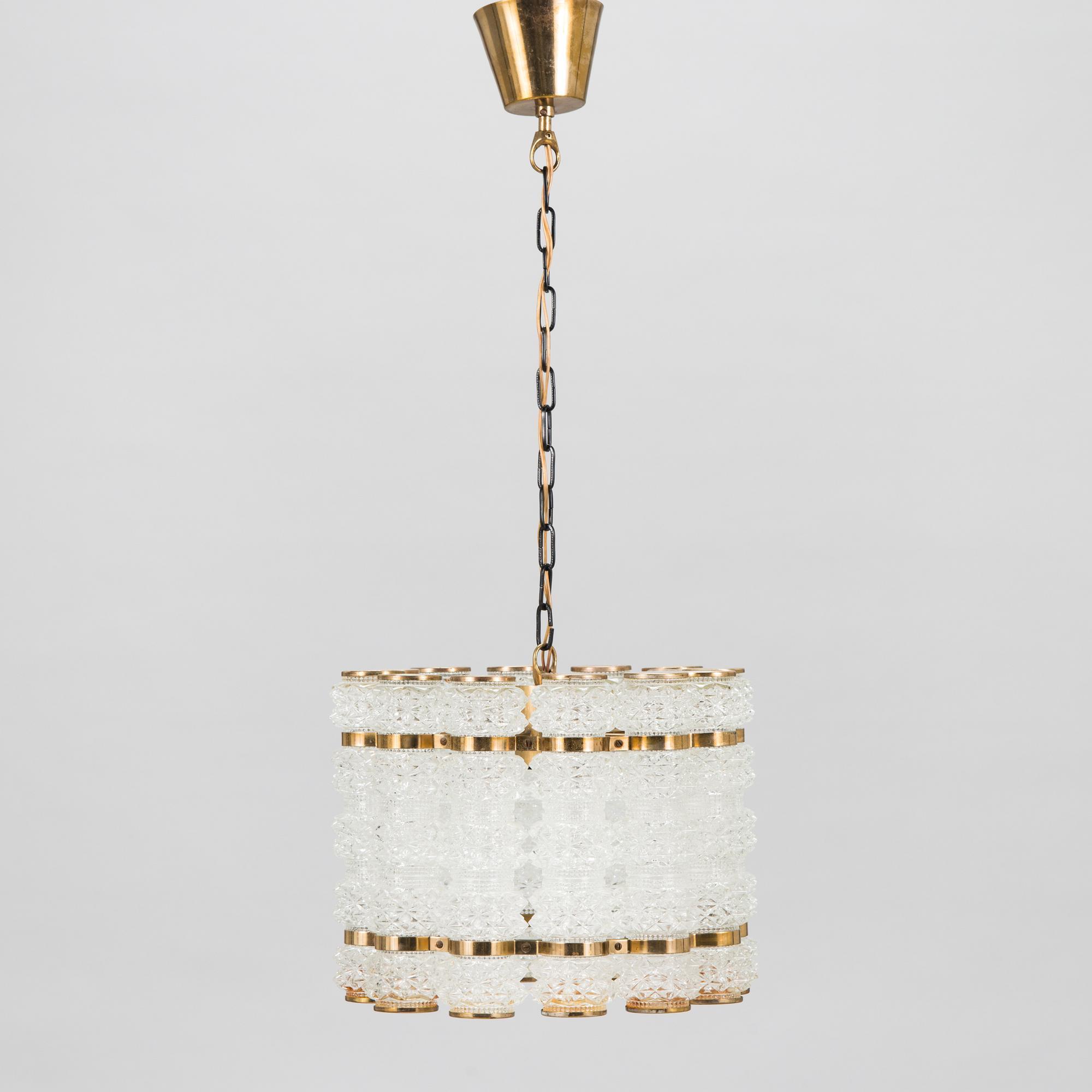 A pendant ceiling light, Taklampa Konsthantverk Tyringe, Sweden mid-20th century.
