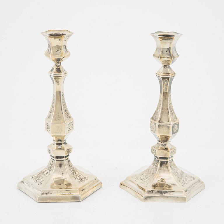 A pair of Swedish silver candlesticks, Christian Hammer, Stockholm 1850.