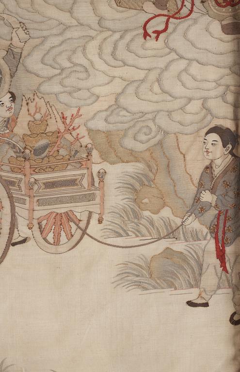 A kesi silk 'Immortals' panel, Qing dynasty, 19th 
century.