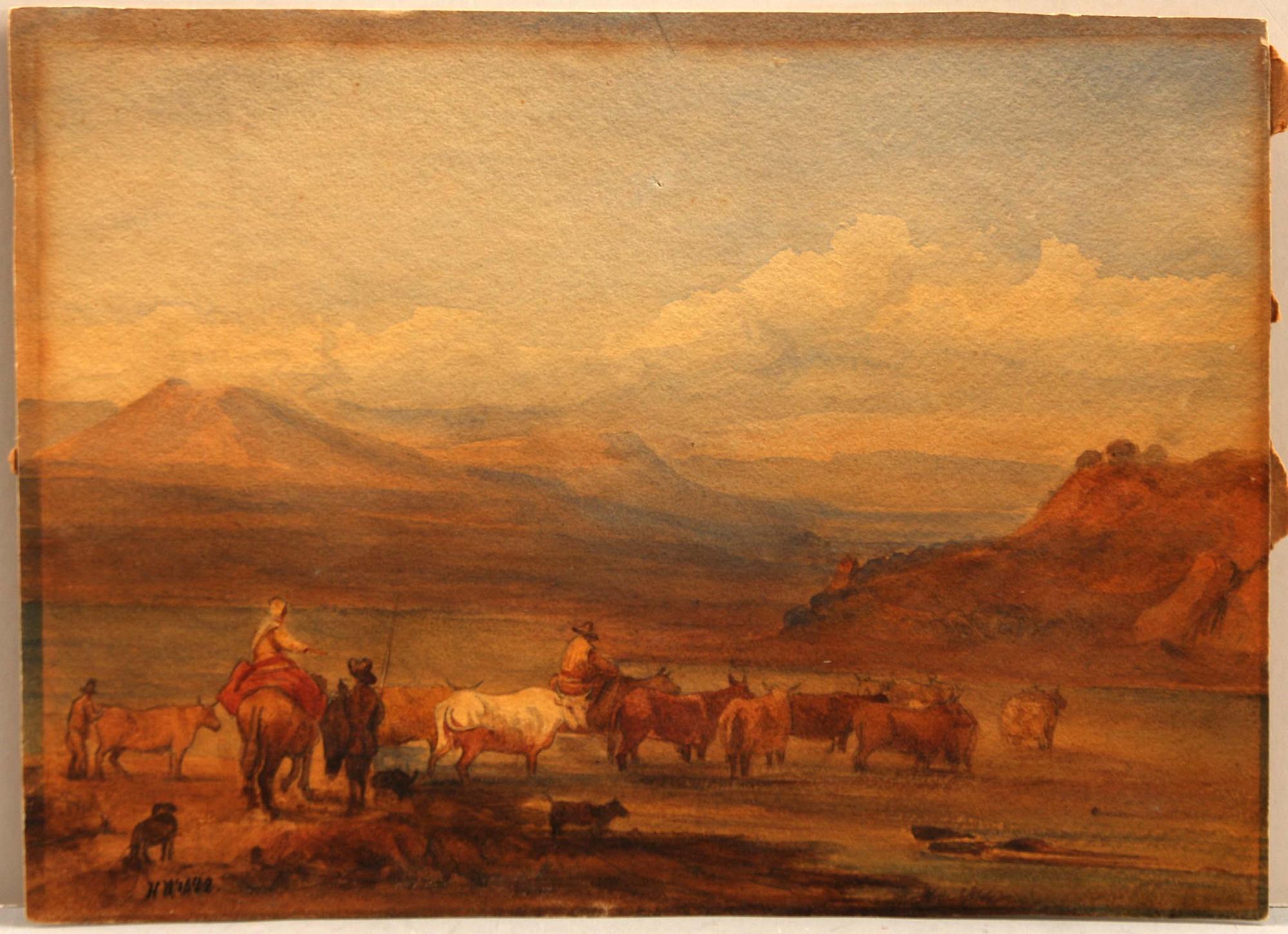 OKÄNDA KONSTNÄRER, akvareller, 4 st, 1800-tal.