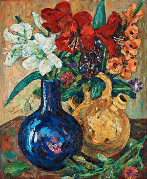Albin Amelin, Still life with flowers. Signed Amelin. Canvas 100 x 82 cm.