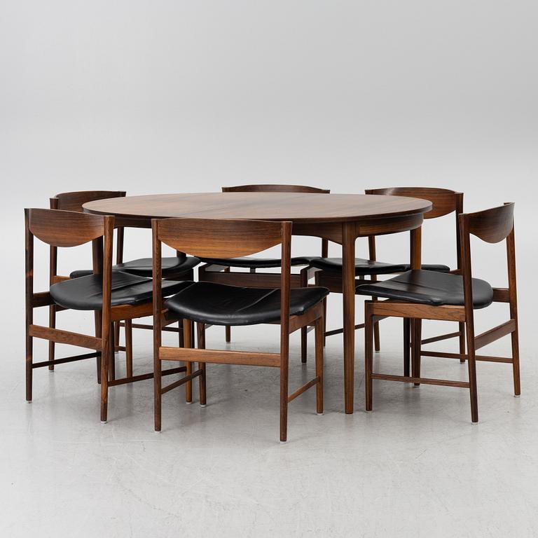 Ib Kofod-Larsen, a seven-piece dining suite, Säffle Möbelfabrik, 1960's.