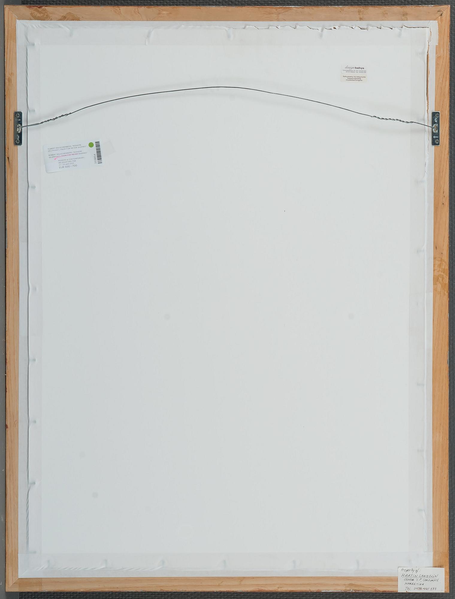 Robert Rauschenberg, "NONAME (ELEPHANT), FROM FOR MEYER SHAPIRO".