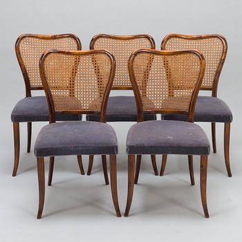 GUNNEL NYMAN, A set of five of 1940s chairs for Ab Boman Oy Finland.