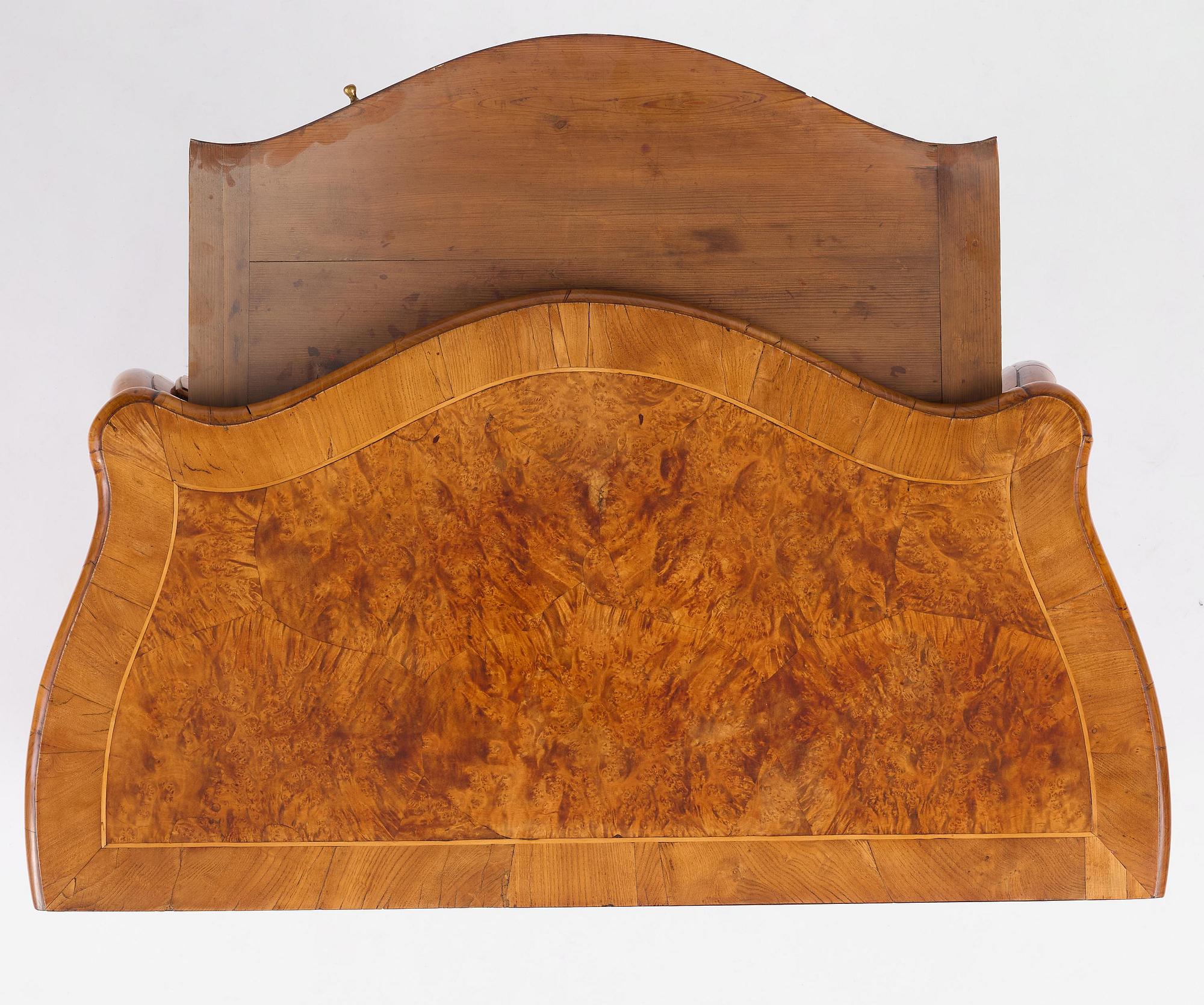 A burr alder parquetry rococo commode, Mälardalen, Sweden, later part 18th century.