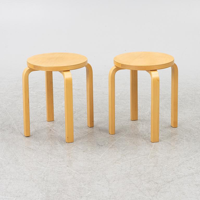 Alvar Aalto, a pair of model E60 stools, Artek, Finland.