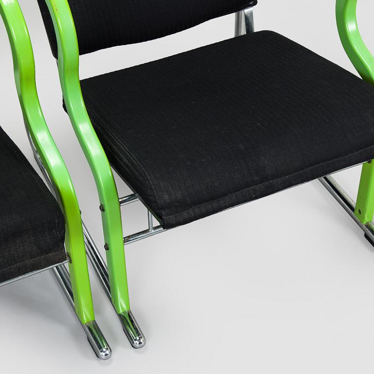 Yrjö Kukkapuro, A pair of 1980s 'Experiment' open armchairs for Avarte, Finland.