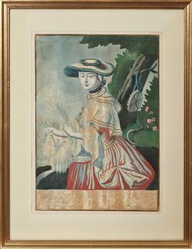 ETSNINGAR, 4 st, handkolorerade, 1800-tal.