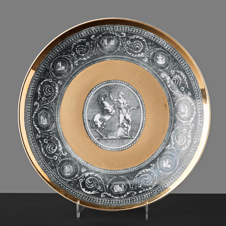 Piero Fornasetti, a set of six "Cammei" porcelain plates, Milano, Italy.