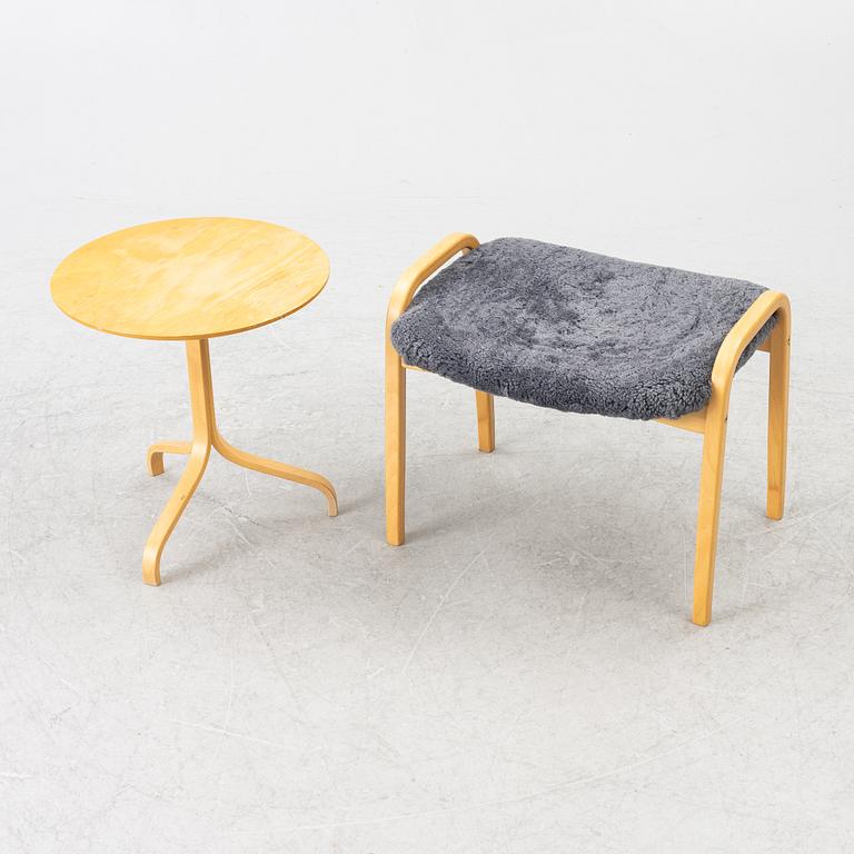 Yngve Ekström, sidobord och fotpall, "Lamino", Swedese, Sweden, 2000-tal.