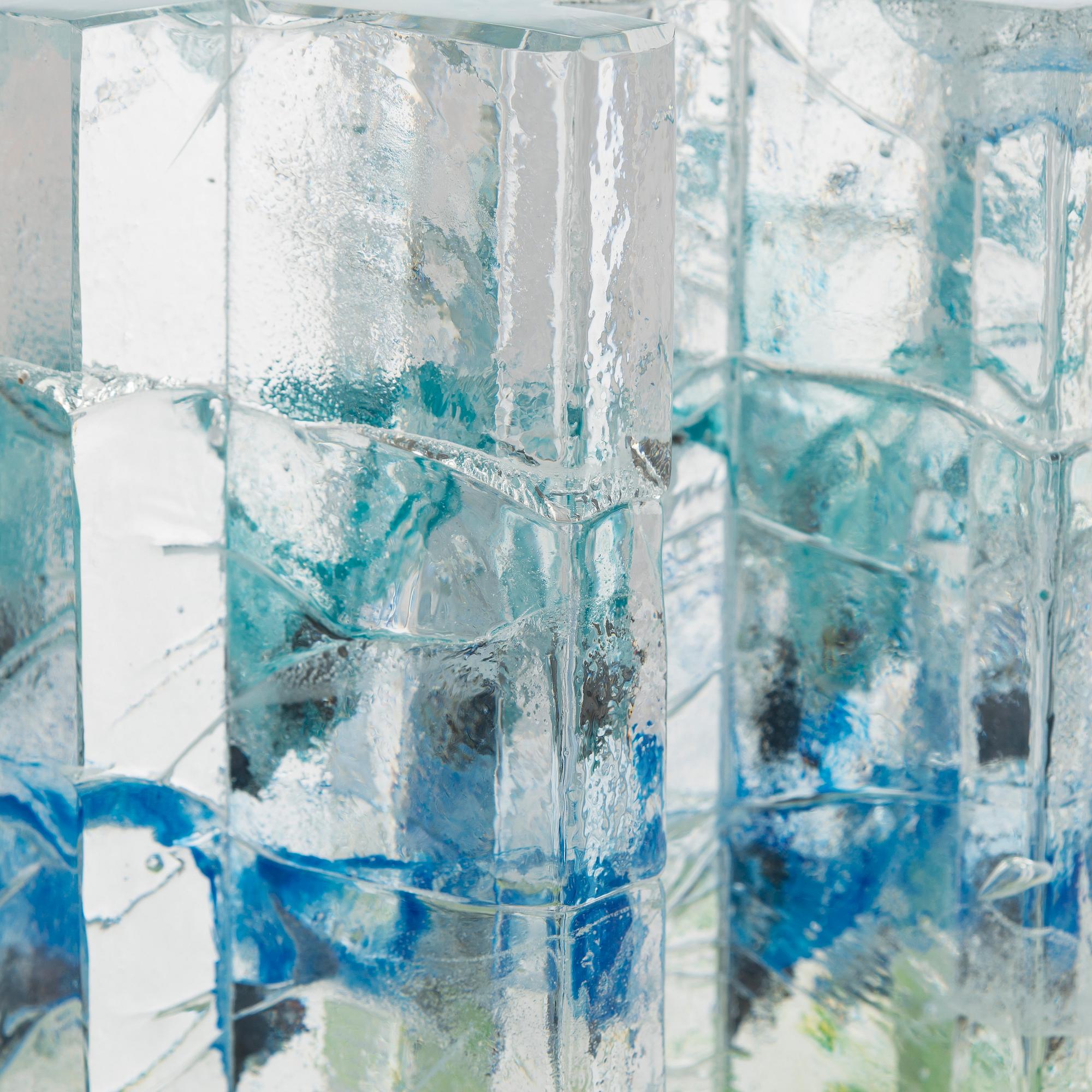 Helena Tynell, glasskulptur, "Skog", signerad Helena Tynell Riihimäen Lasi Oy.
