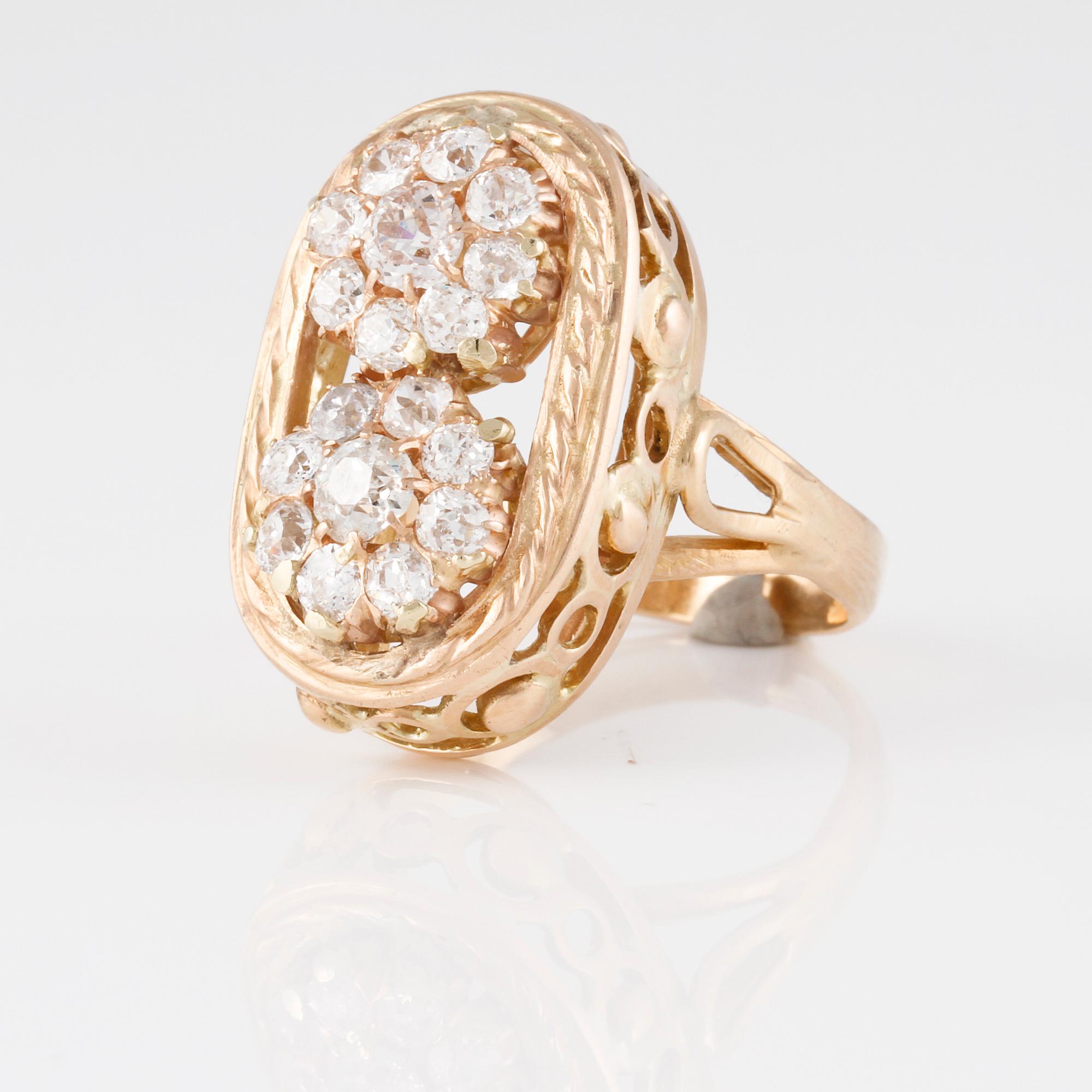 RING, 18K guld med fasettslipade diamanter. Vikt 3,2 gram.