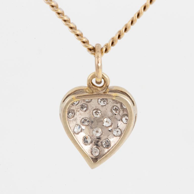 HÄNGE, hjärta vitguld med diamanter, med kedja.