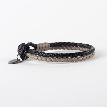 Bottega Veneta, a multi couloured leather bracelet.