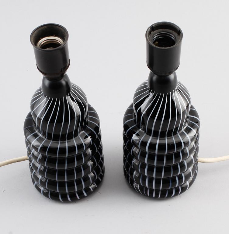 BORDSLAMPOR, 1 par, glas, 1900-talets mitt.