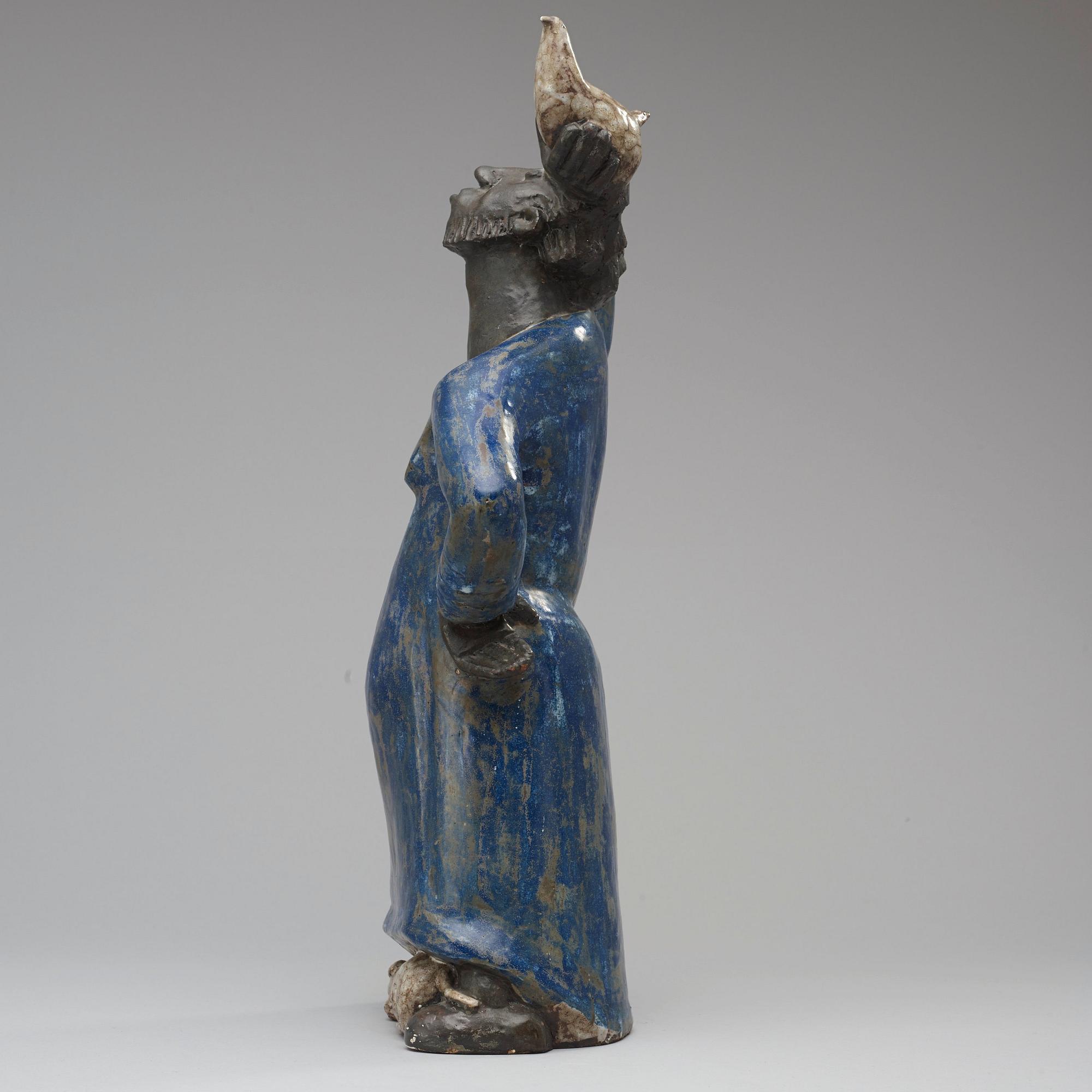 ÅKE HOLM, skulptur, "Noa med duvan", Höganäs 1950-tal.