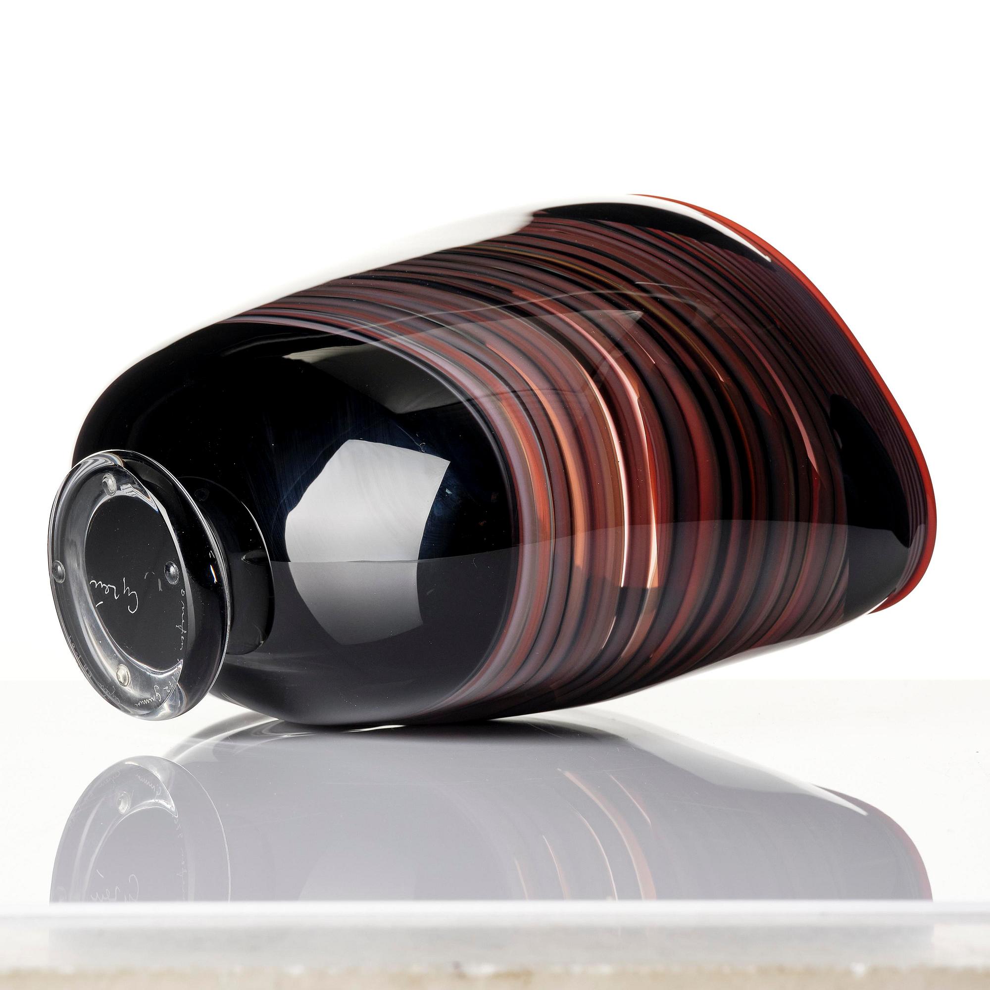 Gunnar Cyrén, a graal glass vase, Orrefors, Sweden, 1989.