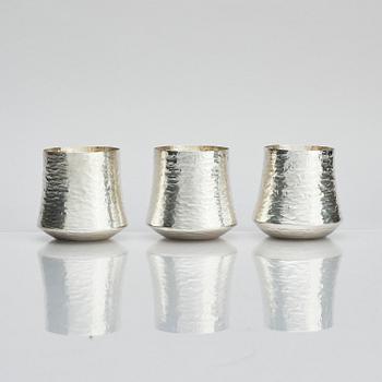 Tapio Wirkkala, a silver pitcher with six beakers, Kultakeskus, Tavastehus Finland 1970-80's.