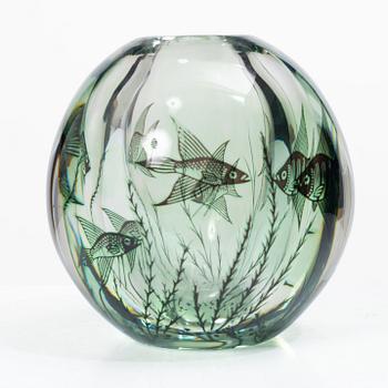 Edward Hald, a Fish Graal vase, Orrefors.