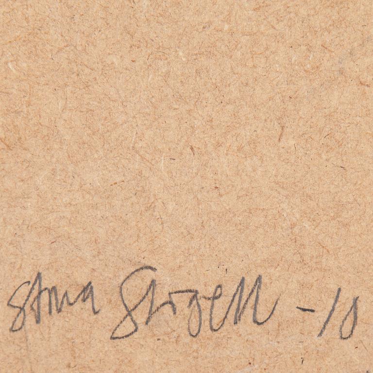 STINA STIGELL, trä, papper, färg, signerad och daterad -10.