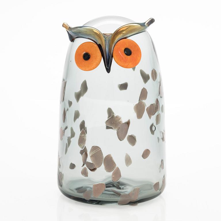 Oiva Toikka, glasfågel, "Long-eared owl", signerad O. Toikka Iittala.