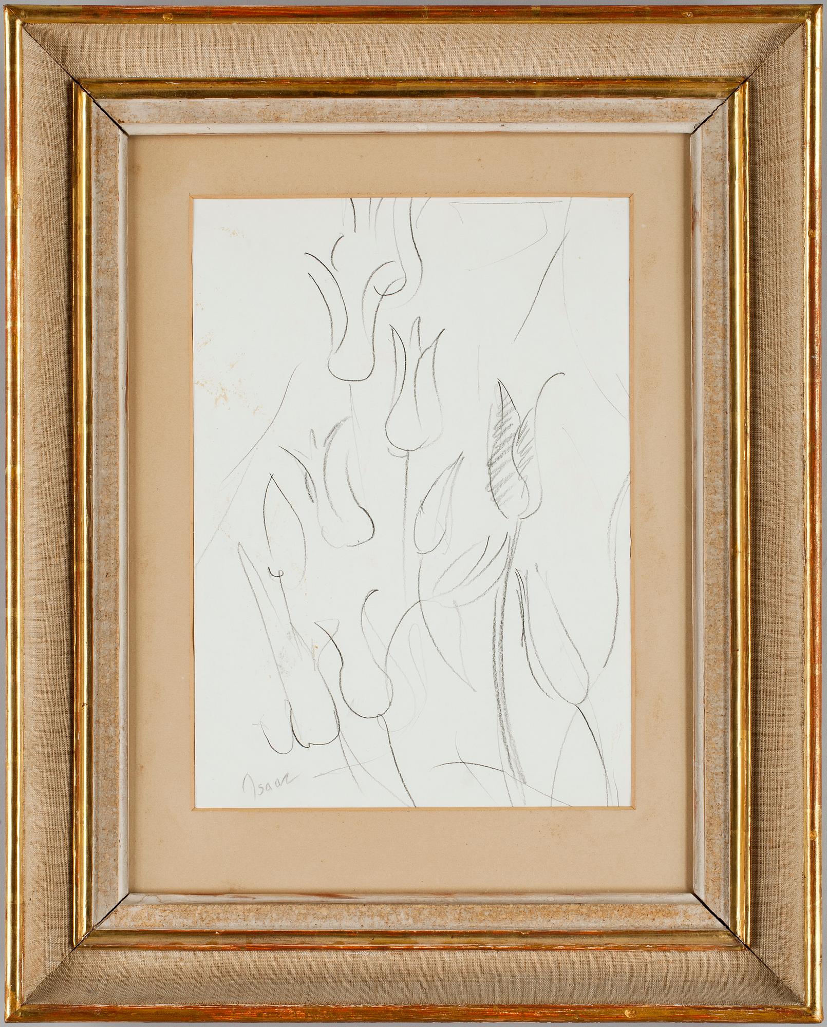 ISAAC GRÜNEWALD, blyertsteckning, sign.