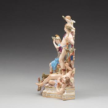 A Meissen Allegorical figure group, ca 1900.