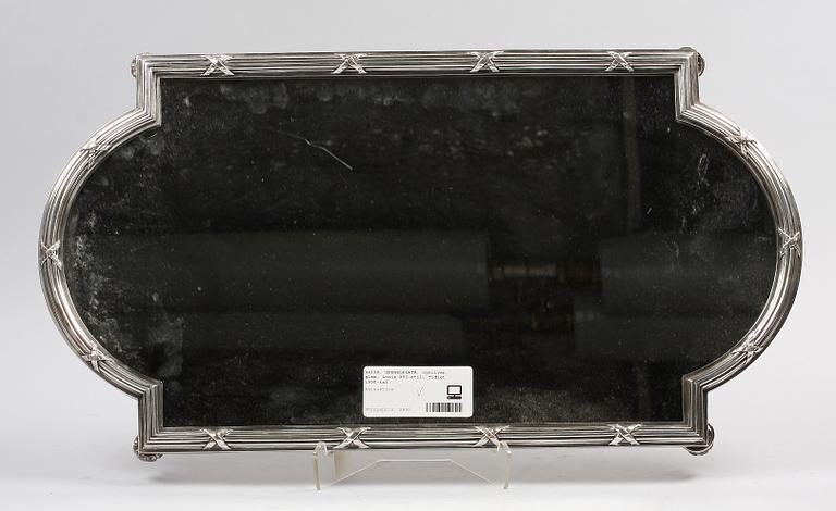 SPEGELPLATÅ, nysilver, glas, Louis XVI-stil, Tidigt 1900-tal.