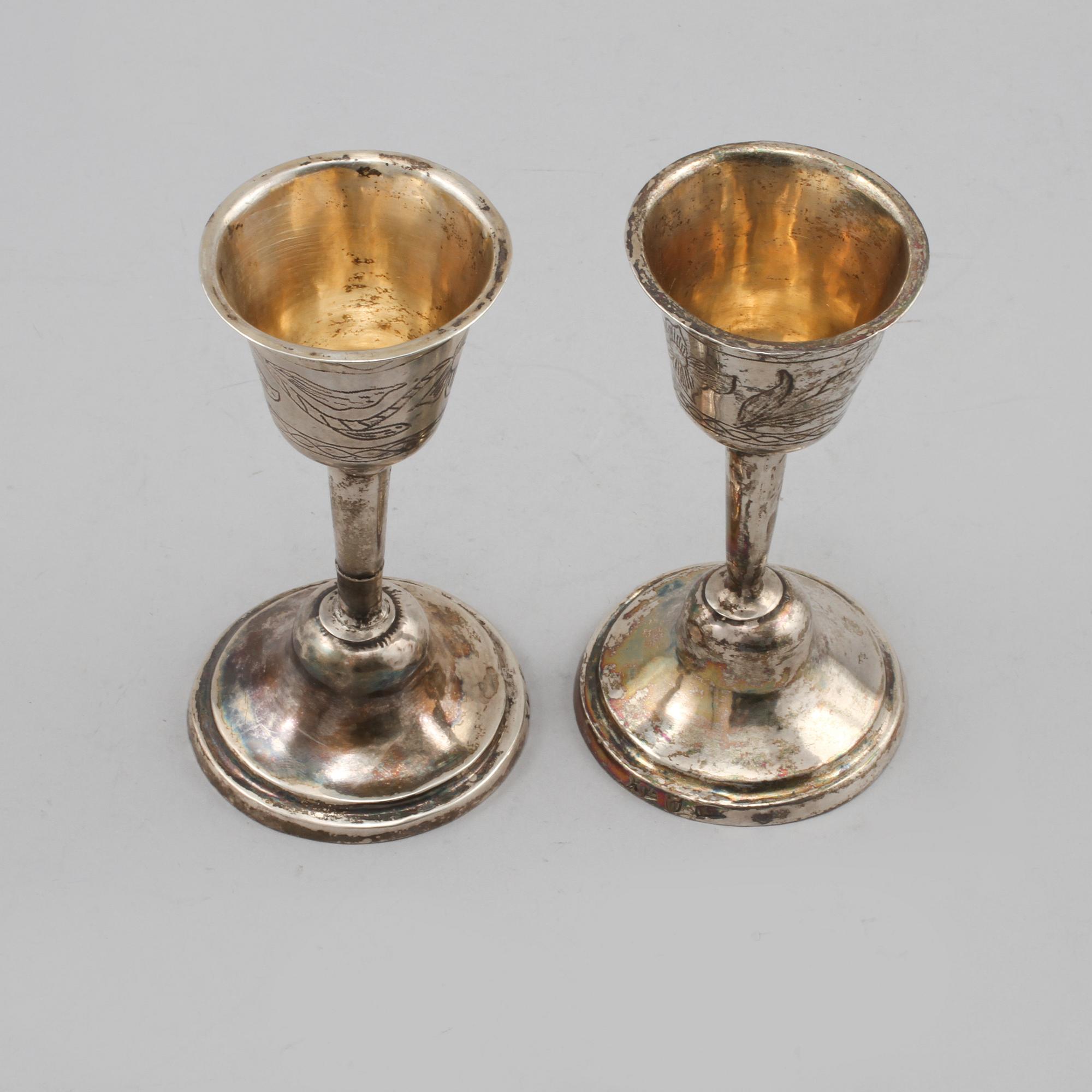 KALKAR, 2 st, silver, Johannes Lyberg, Ulricehamn, 1804, vikt 99 g.