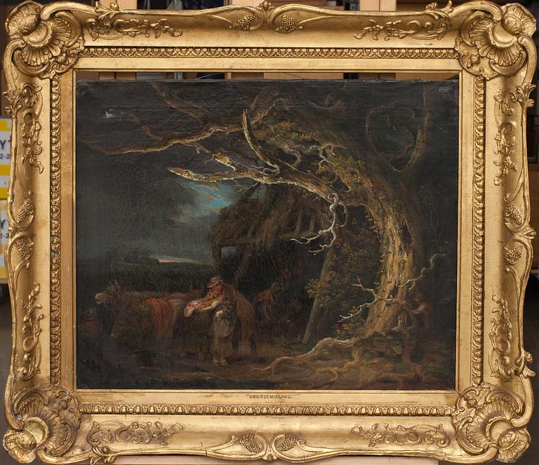 GEORGE MORLAND, hans art, olja på duk, sekelskiftet 1700/1800.