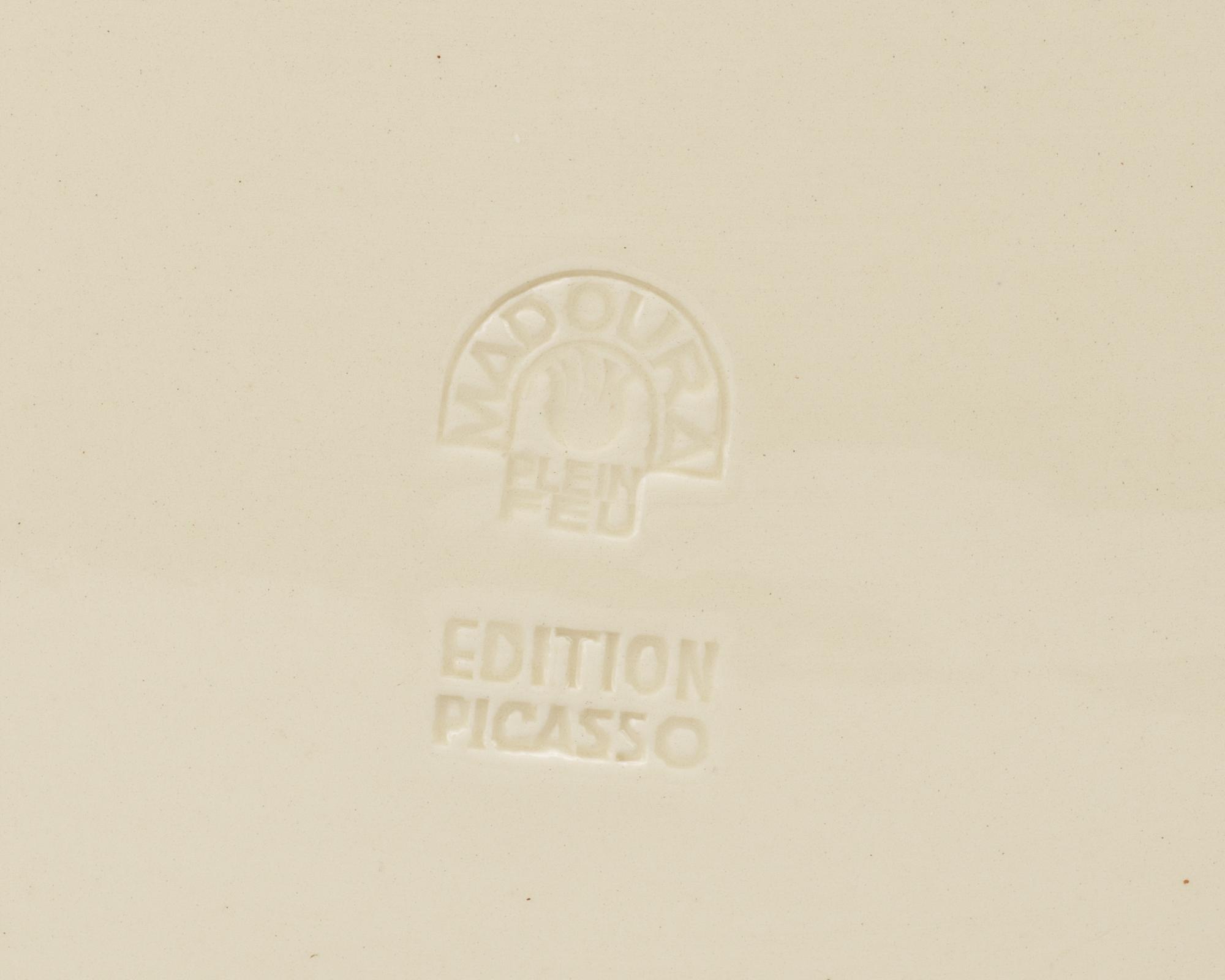 A Pablo Picasso earthenware dish, "Corrida Sur Fond Noir", Madoura, Vallauris, France 1953.