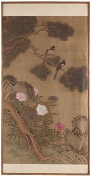 1038. A large Chinese painting, by an anonymous artist, Qing dyanasty, 19th Century.