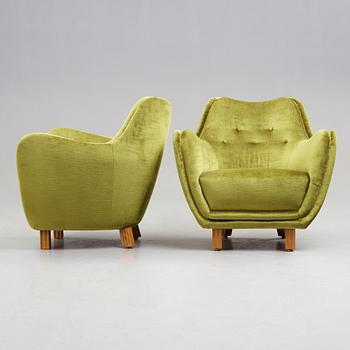 A pair of Swedish Modern easy chairs, probably 1950's.