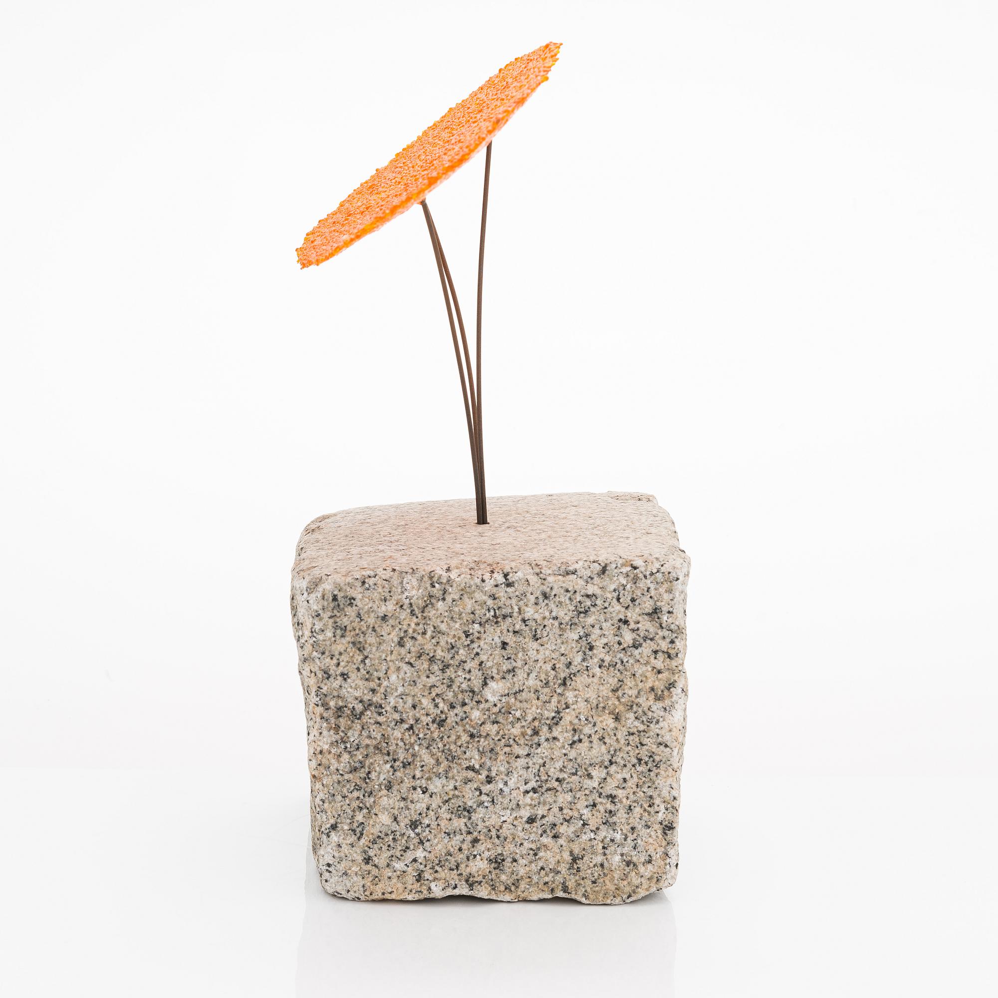 Markku Salo, 'Savanni', a unique pâte de verre, granite and metal sculpture, signed.
