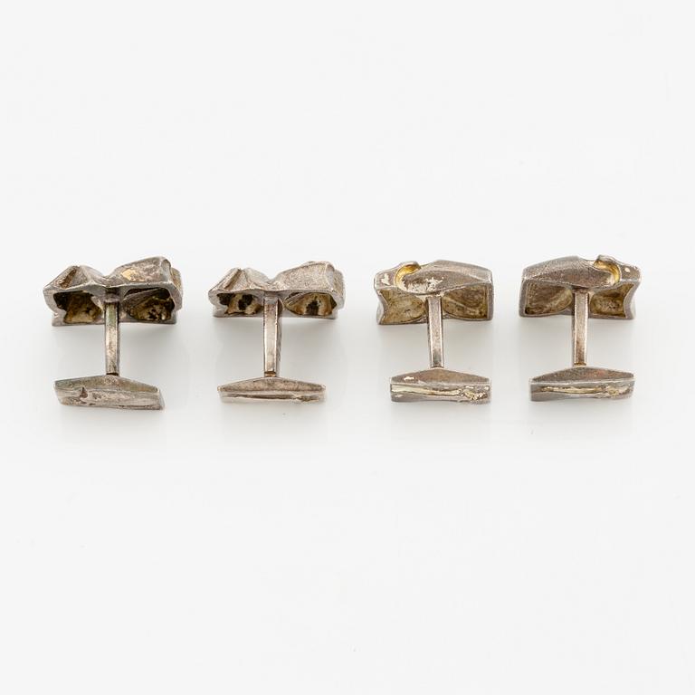 Lapponia, cufflinks, two pairs and Matti Hyvärinen, Siro Koru a pair of earrings, sterling silver.