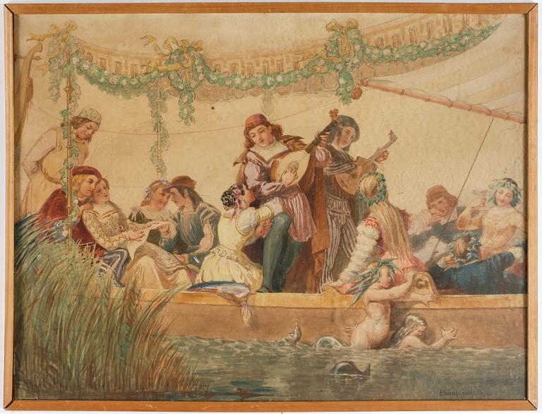 FREDRIK WILHELM SCHOLANDER, blandteknik, signerad, daterad 1878.