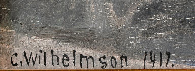 CARL WILHELMSON, olja på pannå, signerad och daterad 1917.