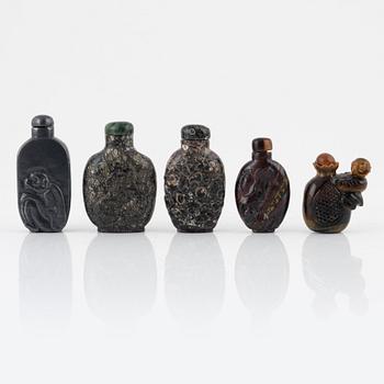 Snusflaskor, 10 st, sten, Kina, 1900-tal.
