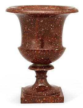725. A Swedish first half 19th century porphyry urn.