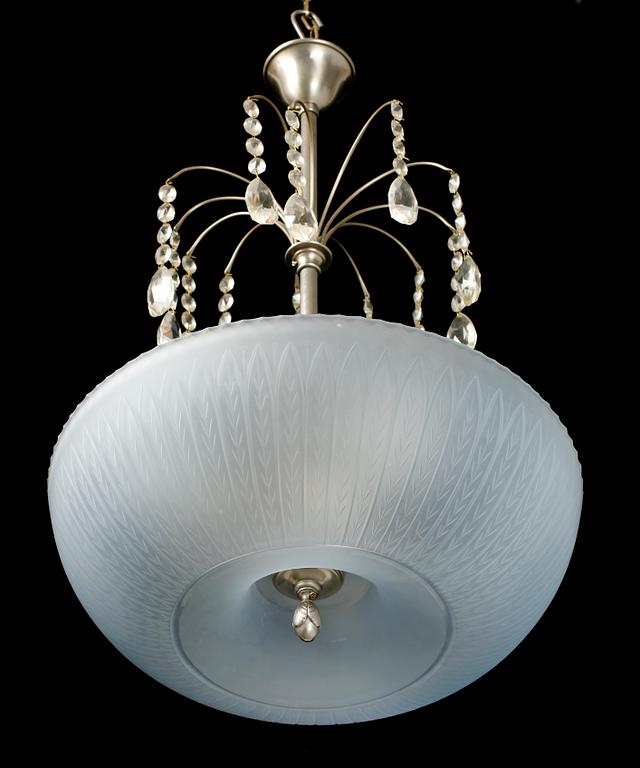 TAKLAMPA, stål och glas, 1900-talets mitt.