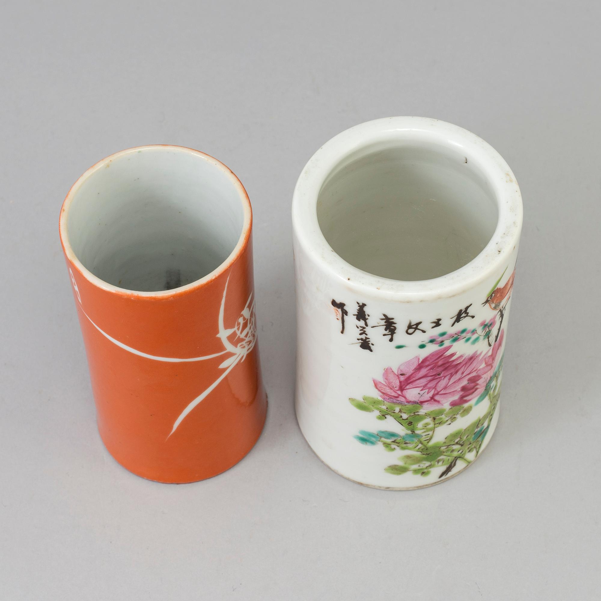 Two Chinese porcelain brushwashers, late 19th/early 20th century.