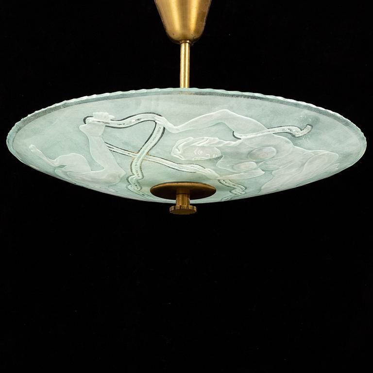 EINAR FORSETH, a glass ceiling light, Glössner, 1945.