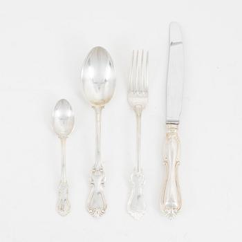 18 pieces of 'Olga' silver cutlery, GAB, Eskilstuna, 1985-97.