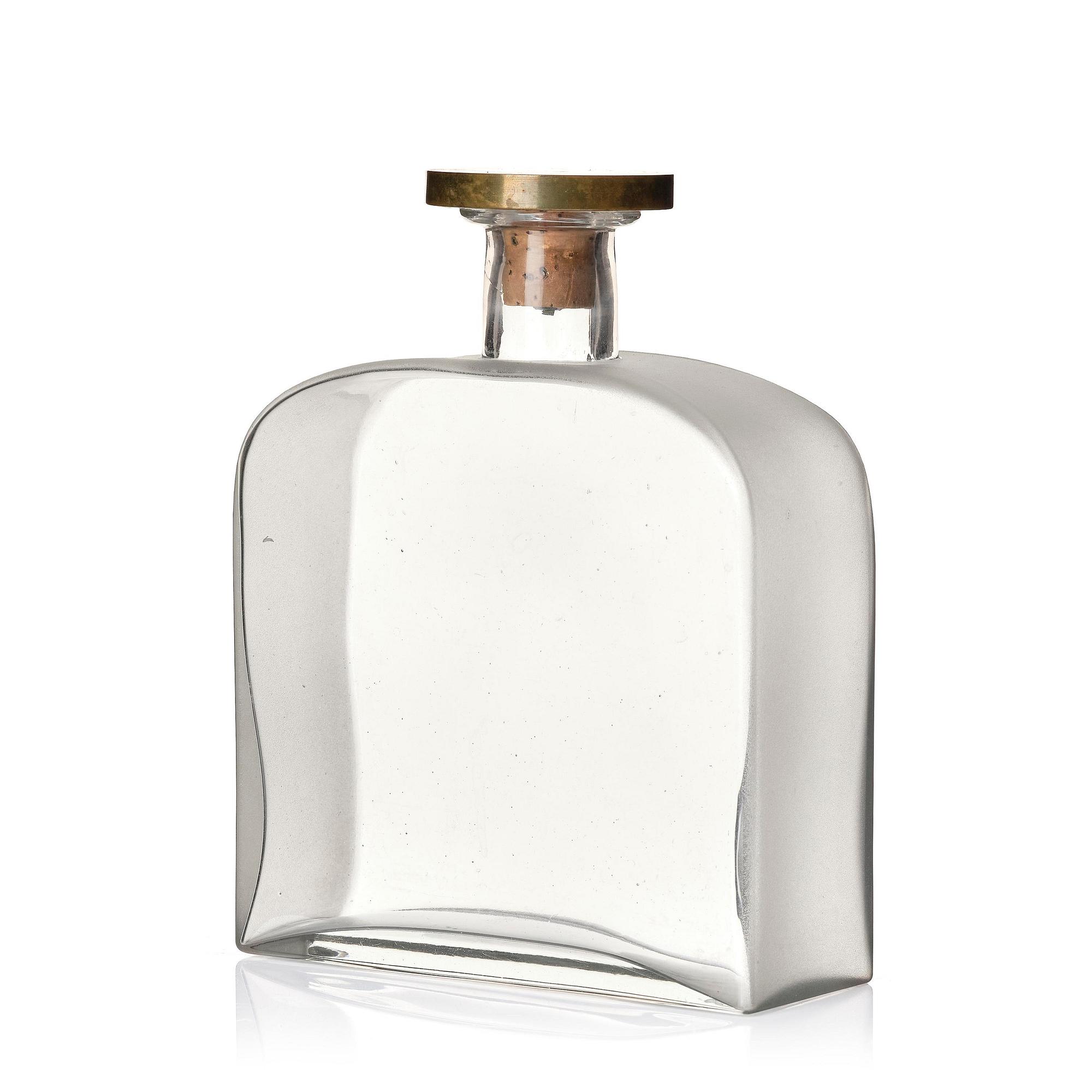 Firma Svenskt Tenn, a glass bottle model A 1608, with a pewter and brass stopper by Björn Trägårdh, Stockholm, 1930s.