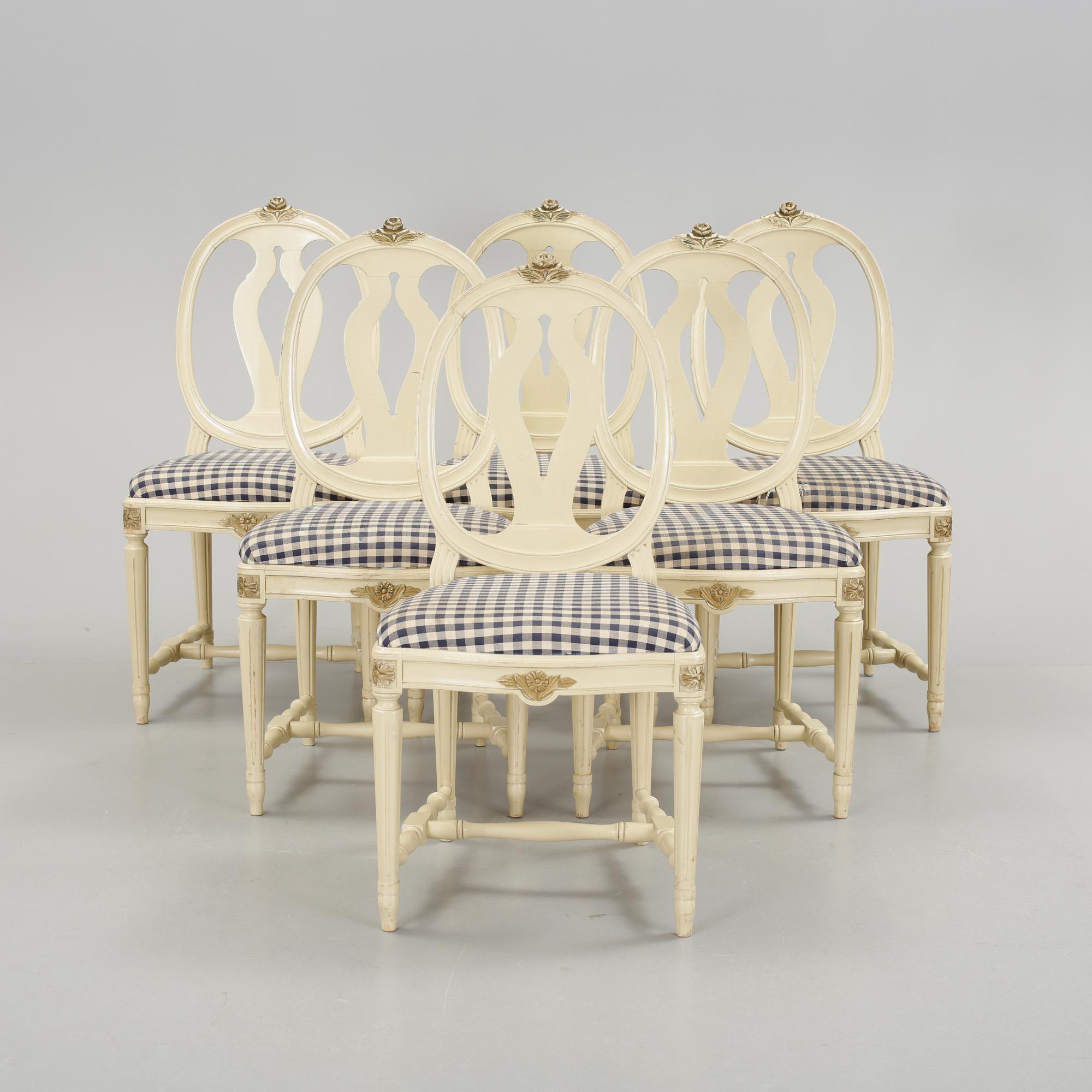 STOLAR, 6 st, gustaviansk stil, 1900-talets andra hälft.