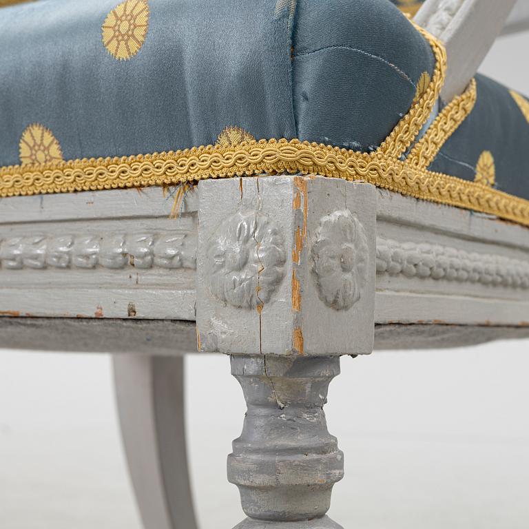 A late Gustavian style armchair, early 20th Century.