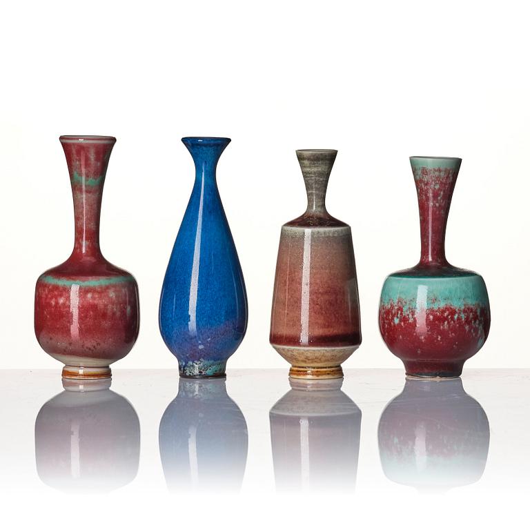 Berndt Friberg, a group of 17 stoneware miniature vases and bowls, Gustavsberg studio 1970s.