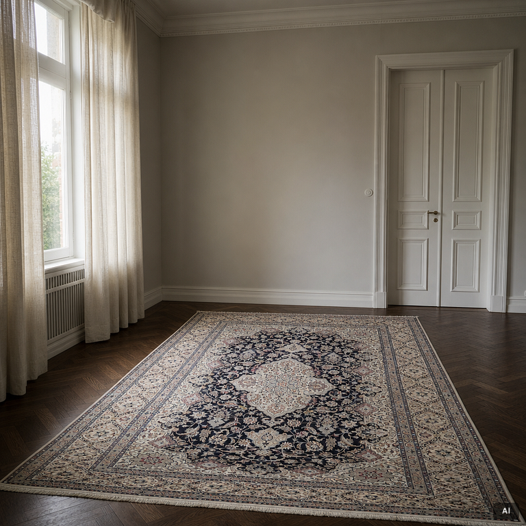 Carpet, Nain, part silk, 294 x 200 cm.