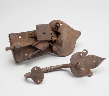 A 18/19th century lock and handle.