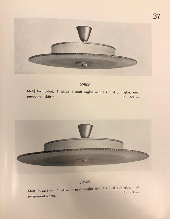 Erik Tidstrand, a ceiling lamp model "29509", Nordiska Kompaniet, 1930s.